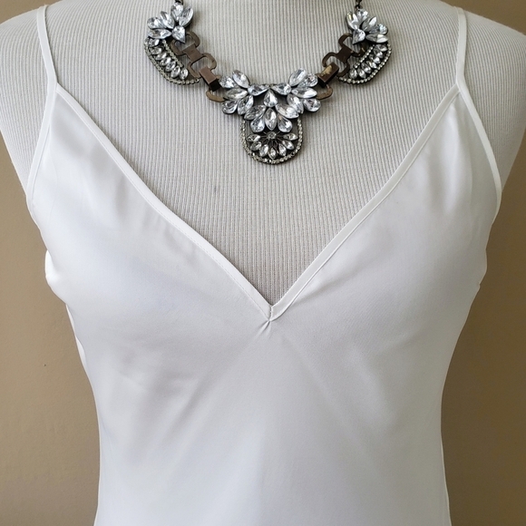 Maje White Satin Spaghetti Strap Slip Dress V-Neck Size Small - Picture 7 of 11
